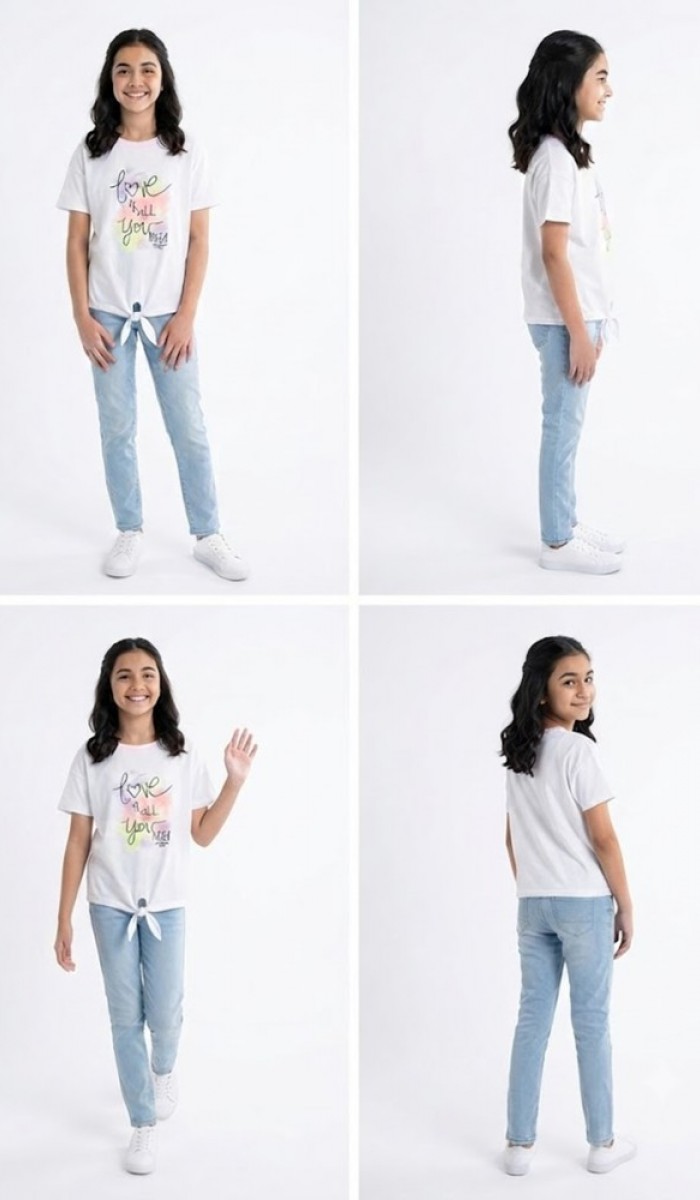 Kız Çocuk Beyaz T-Shirt Kız Çocuk Beyaz T-Shirt