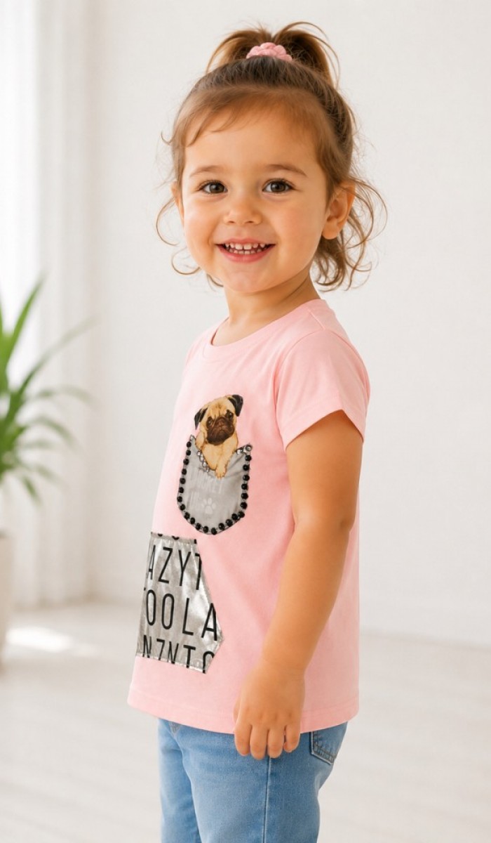 Kız Çocuk Pembe T-Shirt 00677PB Kız Çocuk Pembe T-Shirt 00677PB