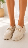 Kadın Bej Loafer Tokalı Ayakkabı Kadın Bej Loafer Tokalı Ayakkabı