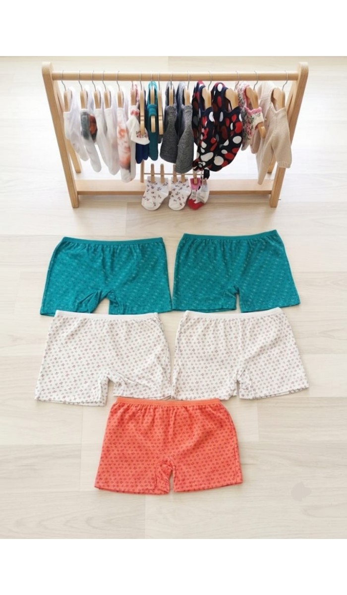 Kız Çocuk Renkli Pamuklu Boxer 5 ' Li Paket