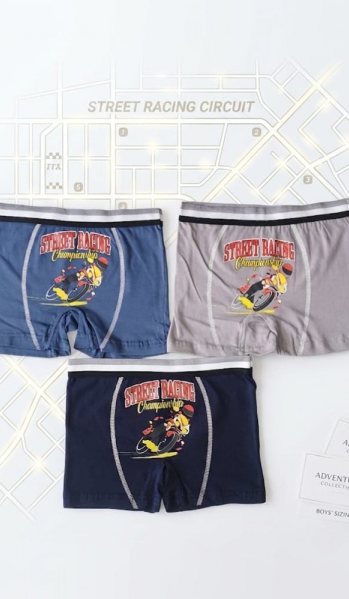 Erkek Çocuk Renkli Pamuklu Boxer 3 ' Lü Paket