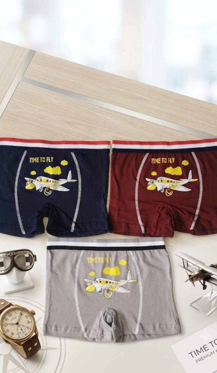 Erkek Çocuk Renkli Pamuklu Boxer 3 ' Lü Paket