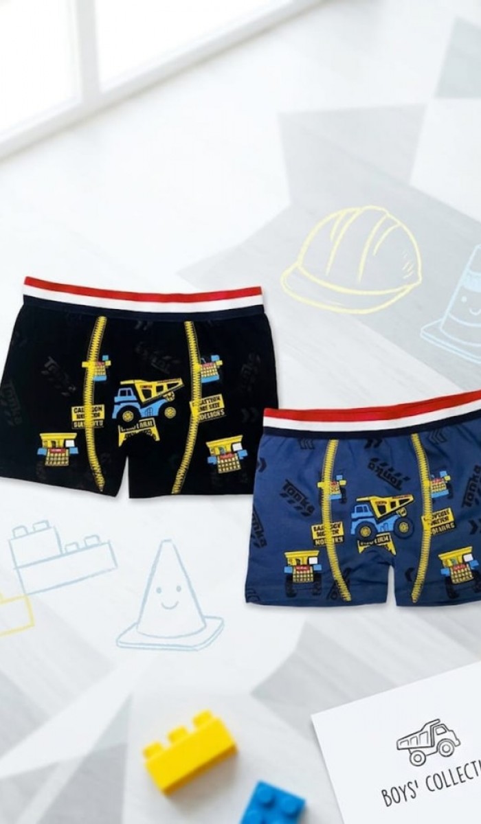 Erkek Çocuk Renkli Pamuklu Boxer 2 ' Li Paket