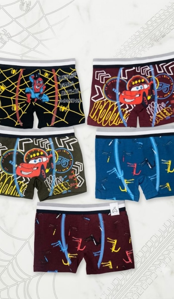 Erkek Çocuk Renkli Pamuklu Boxer 5 ' Li Paket