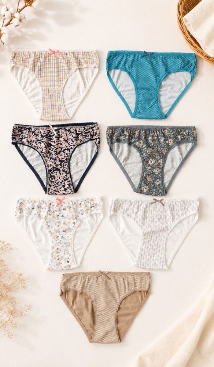 Kadın Renkli Pamuklu Bikini Külot 7 Li Paket