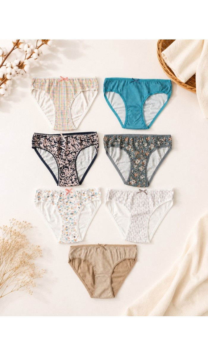 Kadın Renkli Pamuklu Bikini Külot 7 Li Paket Kadın Renkli Pamuklu Bikini Külot 7 Li Paket
